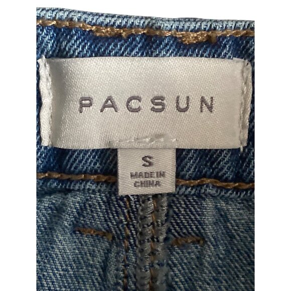 PacSun Womens Indigo Denim Cargo Midi Skirt With Frayed Hem & Multiple Pockets - Picture 4 of 6